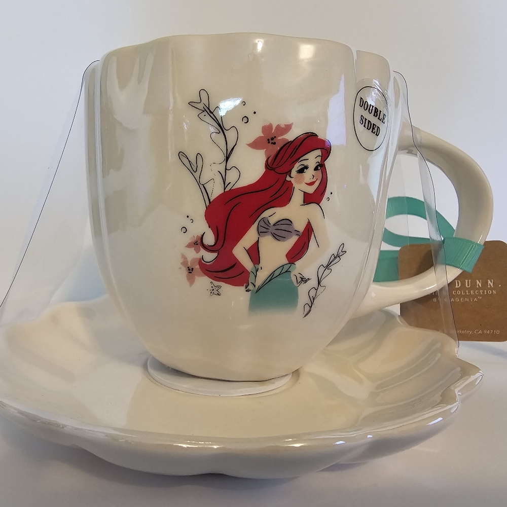 NWT 2024 Rae Dunn Little Mermaid Ariel Princess Collection Set Cup and Saucer